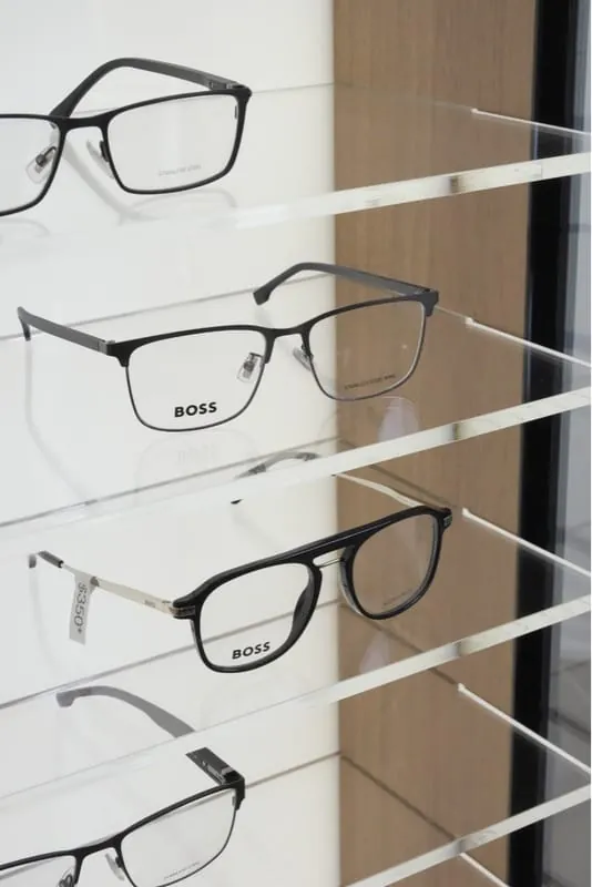 Eyeglass frames on display at Haven View Optics