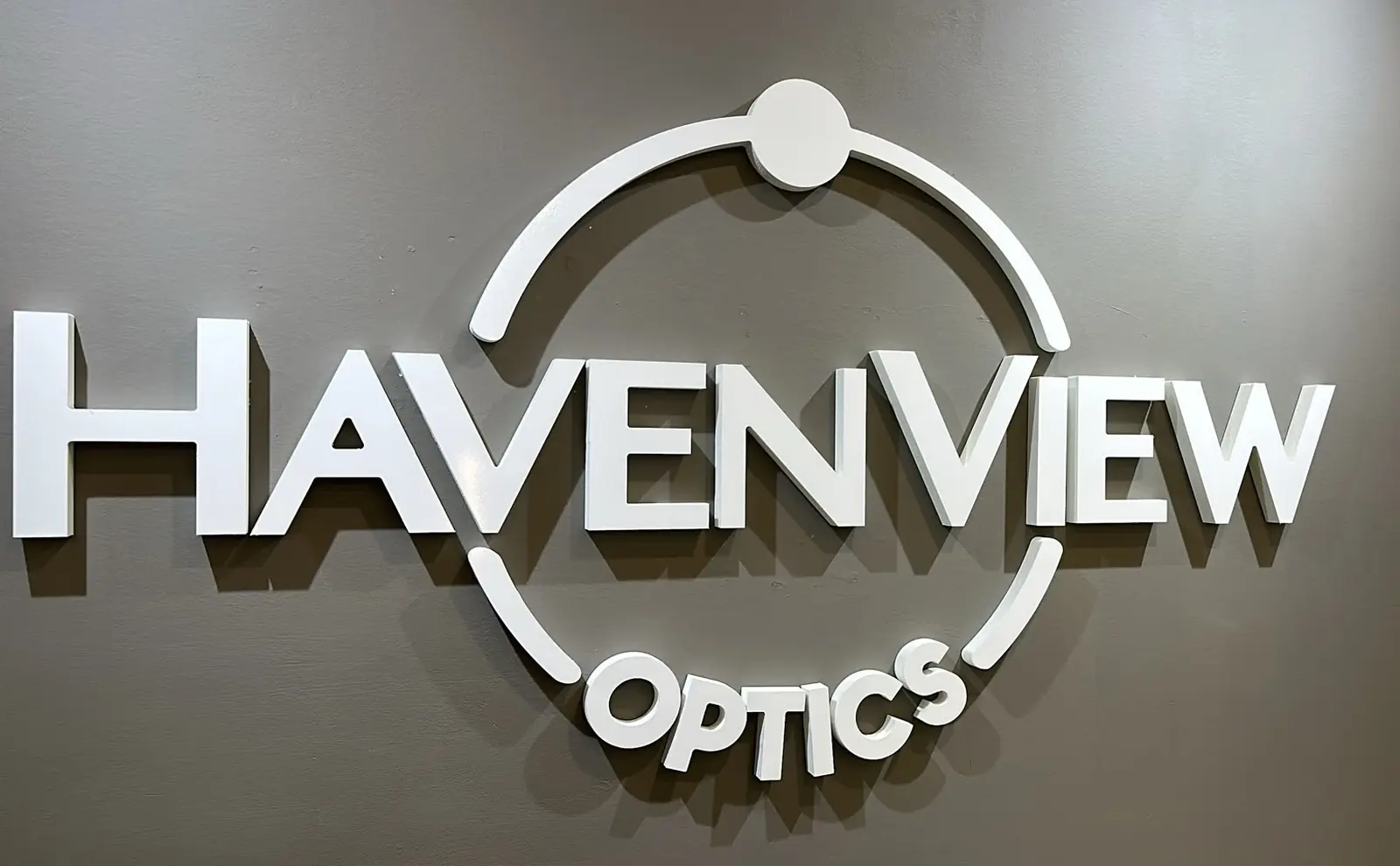 The Haven View Optics sign inside the store on Sheppard Avenue East